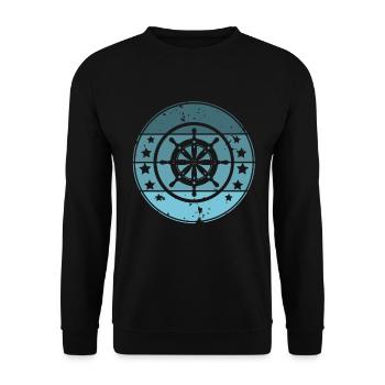 Steering Wheel Captain Sailing Sailor Motorboat Ship - Unisex Sweatshirt - black - Front - Alina (178cm) & Michal (187cm)