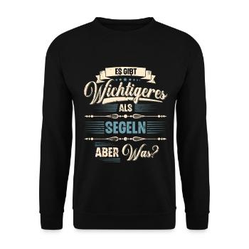 Segeln Segler Segelboot Es Gibt Wichtigeres - Unisex Pullover - Schwarz - Vorne - Alina (178cm) & Michal (187cm)