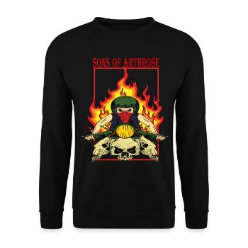 Flammenbiker Skullride - Unisex Pullover - Schwarz - Vorne - Alina (178cm) & Michal (187cm)