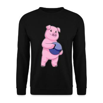 Pig Bowling Bowling Ball - Unisex Sweatshirt - black - Front - Alina (178cm) & Michal (187cm)
