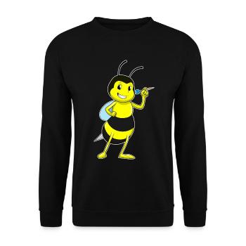 Biene Dart Dartpfeil - Unisex Pullover - Schwarz - Vorne - Alina (178cm) & Michal (187cm)