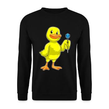 Ente Dart Dartpfeil - Unisex Pullover - Schwarz - Vorne - Alina (178cm) & Michal (187cm)