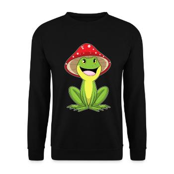 Frog Mushroom - Unisex Sweatshirt - black - Front - Alina (178cm) & Michal (187cm)