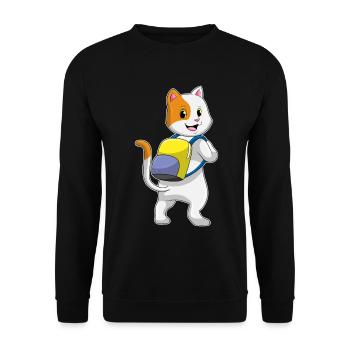 Chat en tant que randonneur avec sac à dos - Sweat-shirt Unisexe - noir - Devant - Alina (178cm) & Michal (187cm)