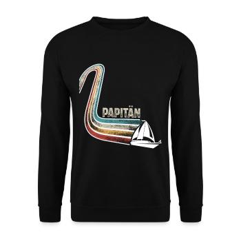 Papitän Vater Papa Segeln Segler Segelboot - Unisex Pullover - Schwarz - Vorne - Alina (178cm) & Michal (187cm)