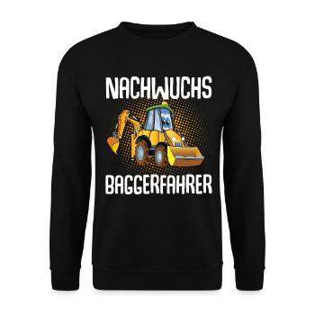 Nachwuchs Baggerfahrer - Unisex Pullover - Schwarz - Vorne - Alina (178cm) & Michal (187cm)