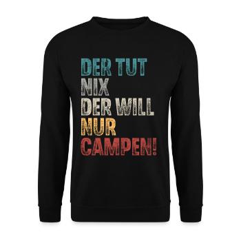 Campen Camping Retro Vintage - Unisex Pullover - Schwarz - Vorne - Alina (178cm) & Michal (187cm)