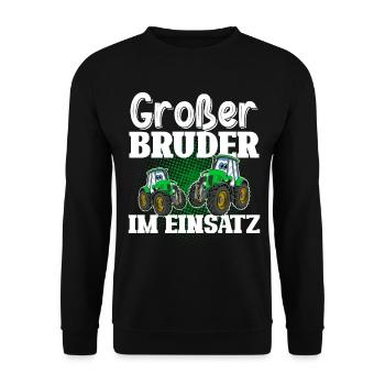 Großer Bruder Im Einsatz Traktor Landwirt - Unisex Pullover - Schwarz - Vorne - Alina (178cm) & Michal (187cm)