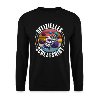 Offizielles Schlafshirt Lustiges Faultier - Unisex Pullover - Schwarz - Vorne - Alina (178cm) & Michal (187cm)