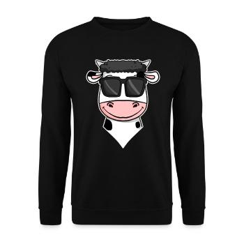 coole Kuh mit Sonnenbrille - Unisex Pullover - Schwarz - Vorne - Alina (178cm) & Michal (187cm)