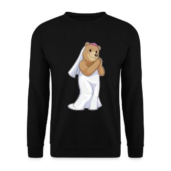 Bär Braut Schleier Hochzeit - Unisex Pullover - Schwarz - Vorne - Alina (178cm) & Michal (187cm)