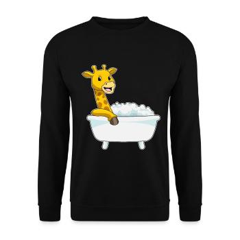 Giraffe Bathing Bathtub - Unisex Sweatshirt - black - Front - Alina (178cm) & Michal (187cm)