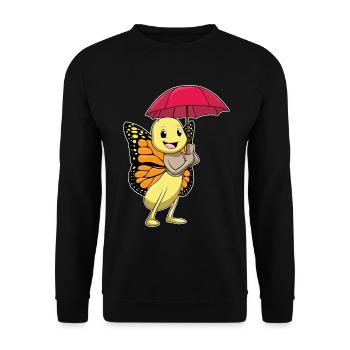 Parapluie papillon - Sweat-shirt Unisexe - noir - Devant - Alina (178cm) & Michal (187cm)