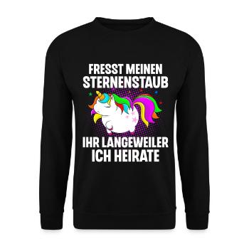 Einhorn Junggesellinnenabschied - Unisex Pullover - Schwarz - Vorne - Alina (178cm) & Michal (187cm)