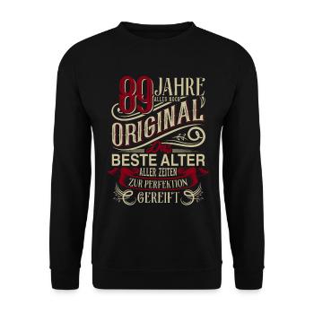 89. Geburtstag Vintage Retro - Unisex Pullover - Schwarz - Vorne - Alina (178cm) & Michal (187cm)