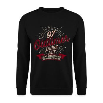 97. Geburtstag Oldtimer - Unisex Pullover - Schwarz - Vorne - Alina (178cm) & Michal (187cm)
