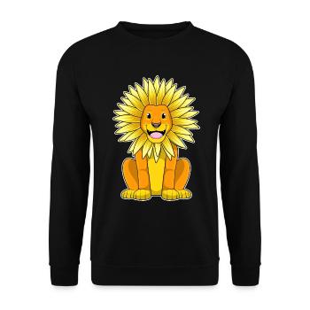 Löwe Sonnenblume  - Unisex Pullover - Schwarz - Vorne - Alina (178cm) & Michal (187cm)