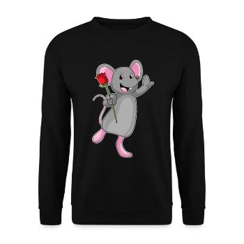 Ratte Rose  - Unisex Pullover - Schwarz - Vorne - Alina (178cm) & Michal (187cm)