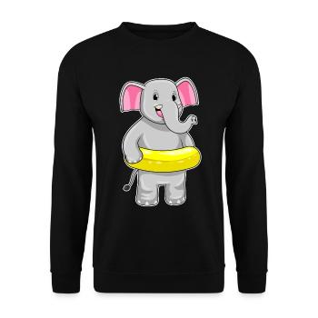 Elephant Swimming Swimming Ring Summer - Unisex Sweatshirt - black - Front - Alina (178cm) & Michal (187cm)