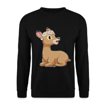 Reh Gänseblümchen  - Unisex Pullover - Schwarz - Vorne - Alina (178cm) & Michal (187cm)