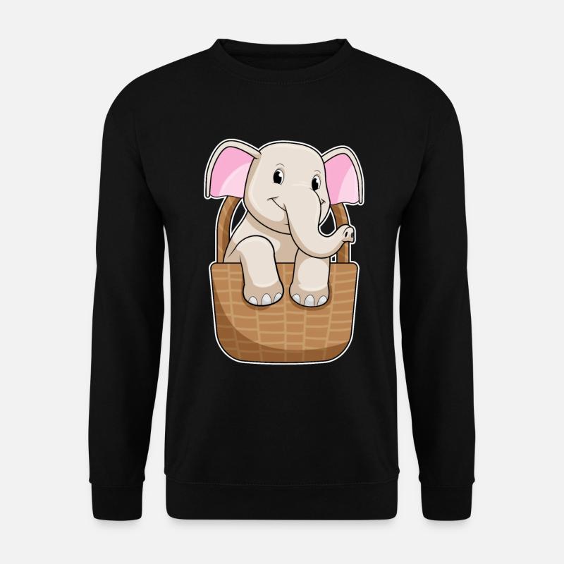 Elefant Korb - Unisex Pullover - Schwarz
