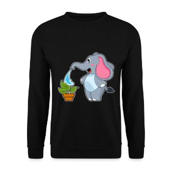 Elephant Gardener Plant Garden - Unisex Sweatshirt - black - Front - Alina (178cm) & Michal (187cm)