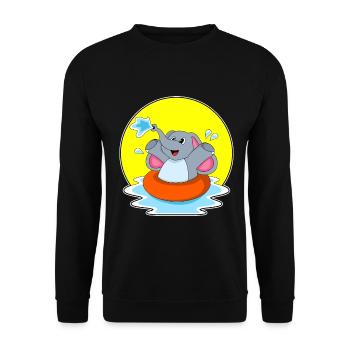 Elephant Swimming Swimming Ring Summer - Unisex Sweatshirt - black - Front - Alina (178cm) & Michal (187cm)