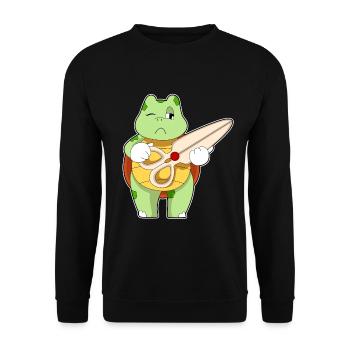 Ciseaux de coiffeur Tortue - Sweat-shirt Unisexe - noir - Devant - Alina (178cm) & Michal (187cm)