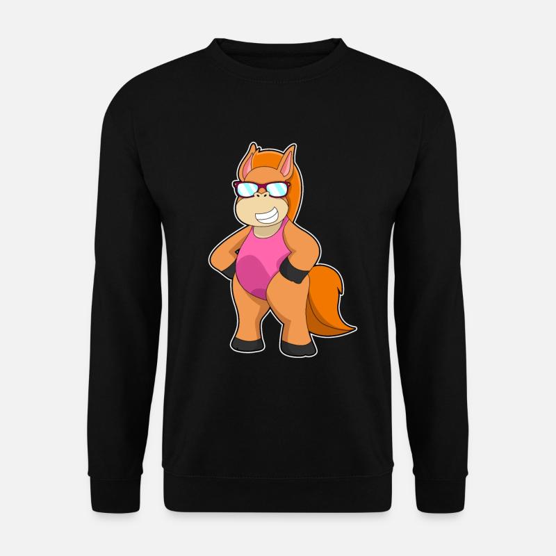 Cheval avec lunettes de soleil - Sweat-shirt Unisexe - noir