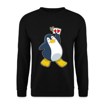 Pinguin Poker Pokerkarten - Unisex Pullover - Schwarz - Vorne - Alina (178cm) & Michal (187cm)
