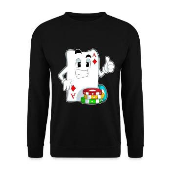 Poker Pokerchips Pokerkarten - Unisex Pullover - Schwarz - Vorne - Alina (178cm) & Michal (187cm)