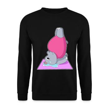 Hippopotamus Yoga Gymnastique - Sweat-shirt Unisexe - noir - Devant - Alina (178cm) & Michal (187cm)