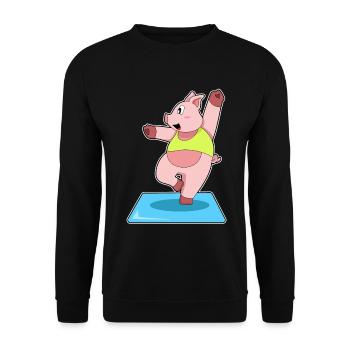 Schwein Yoga Fitness Gymnastik - Unisex Pullover - Schwarz - Vorne - Alina (178cm) & Michal (187cm)