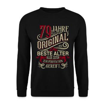 79. Geburtstag Vintage Retro - Unisex Pullover - Schwarz - Vorne - Alina (178cm) & Michal (187cm)