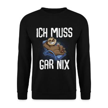 Ich Muss Gar Nix Faultier - Unisex Pullover - Schwarz - Vorne - Alina (178cm) & Michal (187cm)