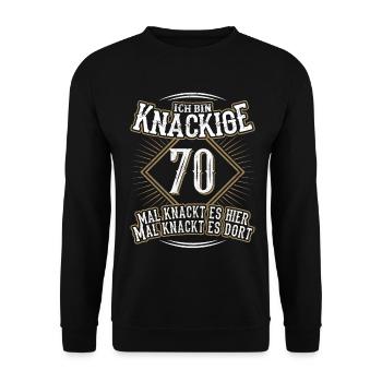 70. Geburtstag Lustig Geschenk - Unisex Pullover - Schwarz - Vorne - Alina (178cm) & Michal (187cm)