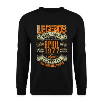 1977 April Geburtstag Legende - Unisex Pullover - Schwarz - Vorne - Alina (178cm) & Michal (187cm)