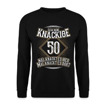 50. Geburtstag Lustig Geschenk - Unisex Pullover - Schwarz - Vorne - Alina (178cm) & Michal (187cm)
