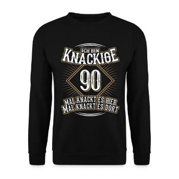 90. Geburtstag Lustig Geschenk - Unisex Pullover - Schwarz - Vorne - Alina (178cm) & Michal (187cm)