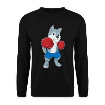 Dog Boxer Boxing Gloves Boxing - Unisex Sweatshirt - black - Front - Alina (178cm) & Michal (187cm)