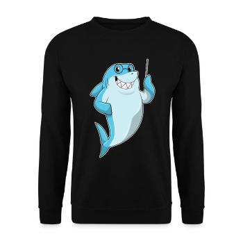 École du professeur de requin pointant des bâtons - Sweat-shirt Unisexe - noir - Devant - Alina (178cm) & Michal (187cm)