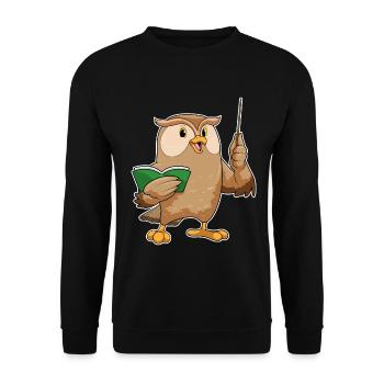 Eule Lehrer Zeigestab Schule - Unisex Pullover - Schwarz - Vorne - Alina (178cm) & Michal (187cm)