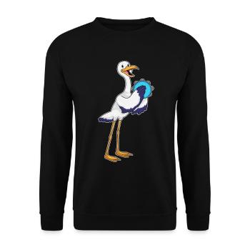 Storch Musiker Tamburin Musik - Unisex Pullover - Schwarz - Vorne - Alina (178cm) & Michal (187cm)