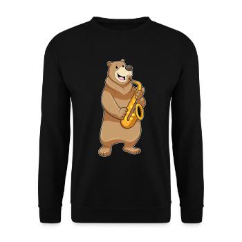 Musique de saxophone Bear Musician - Sweat-shirt Unisexe - noir - Devant - Alina (178cm) & Michal (187cm)