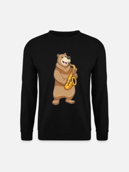 Bär Musiker Saxophon Musik - Unisex Pullover - Schwarz