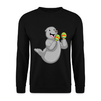 Seal Musician Rattle Music - Unisex Sweatshirt - black - Front - Alina (178cm) & Michal (187cm)