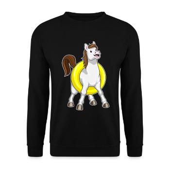 Horse Swimming Swim Ring Summer - Unisex Sweatshirt - black - Front - Alina (178cm) & Michal (187cm)
