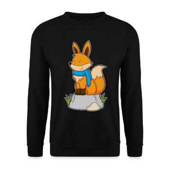 Fox Scarf - Unisex Sweatshirt - black - Front - Alina (178cm) & Michal (187cm)