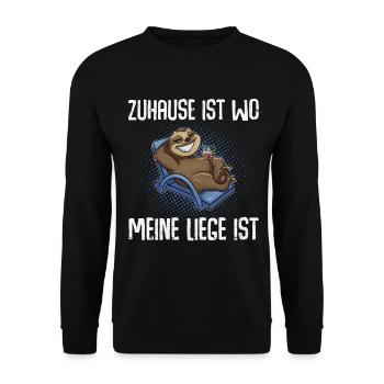 Zuhause Ist Wo Meine Liege Ist Urlaub Urlauber - Unisex Pullover - Schwarz - Vorne - Alina (178cm) & Michal (187cm)