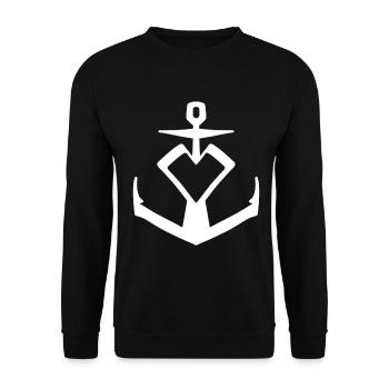 Anker Herz Symbol - Unisex Pullover - Schwarz - Vorne - Alina (178cm) & Michal (187cm)